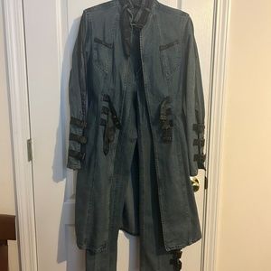 FUBU size 5/6 denim pants and S denim jacket trimmed with black leather
